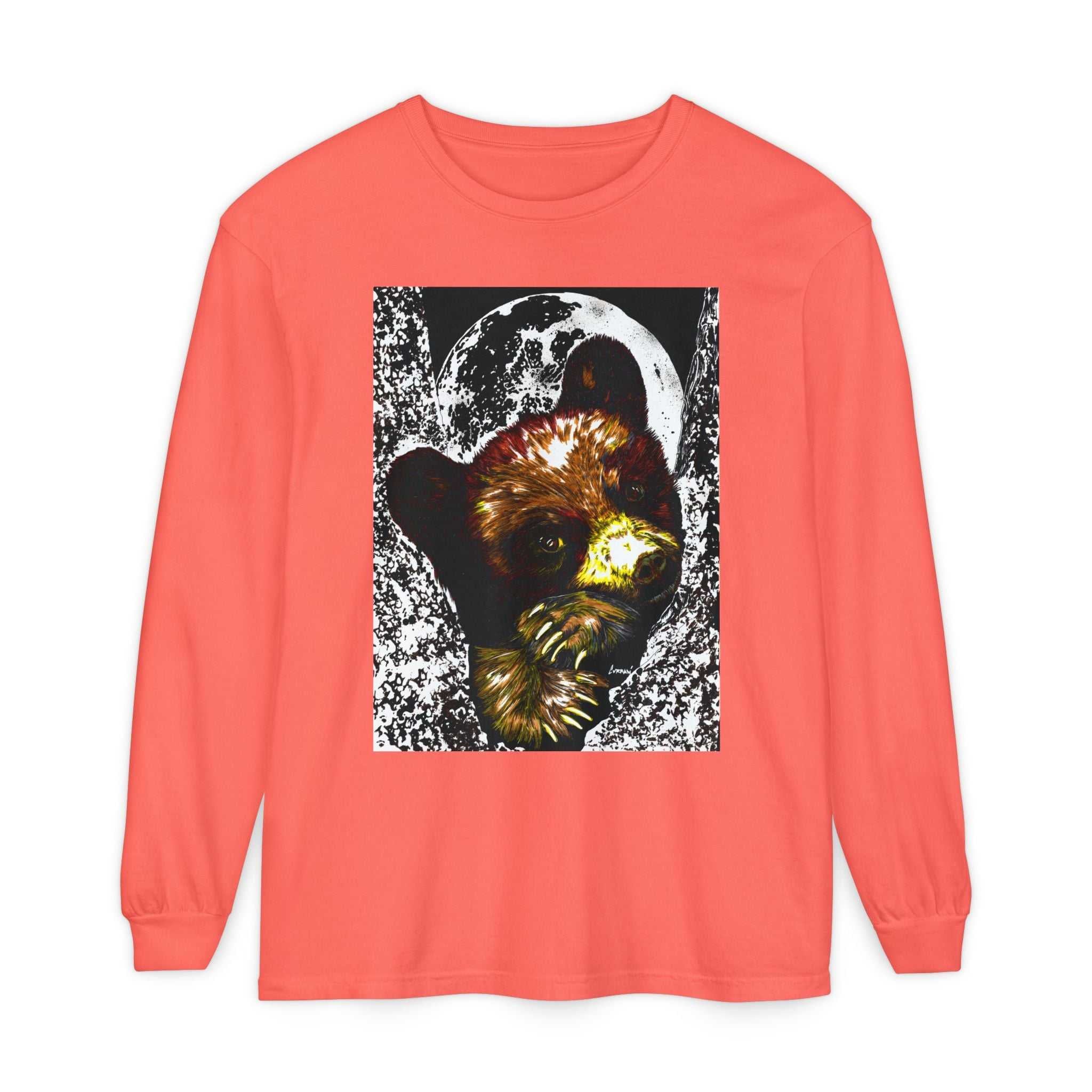 Moonlit Brown Bear Cub Unisex Long Sleeve T Shirt