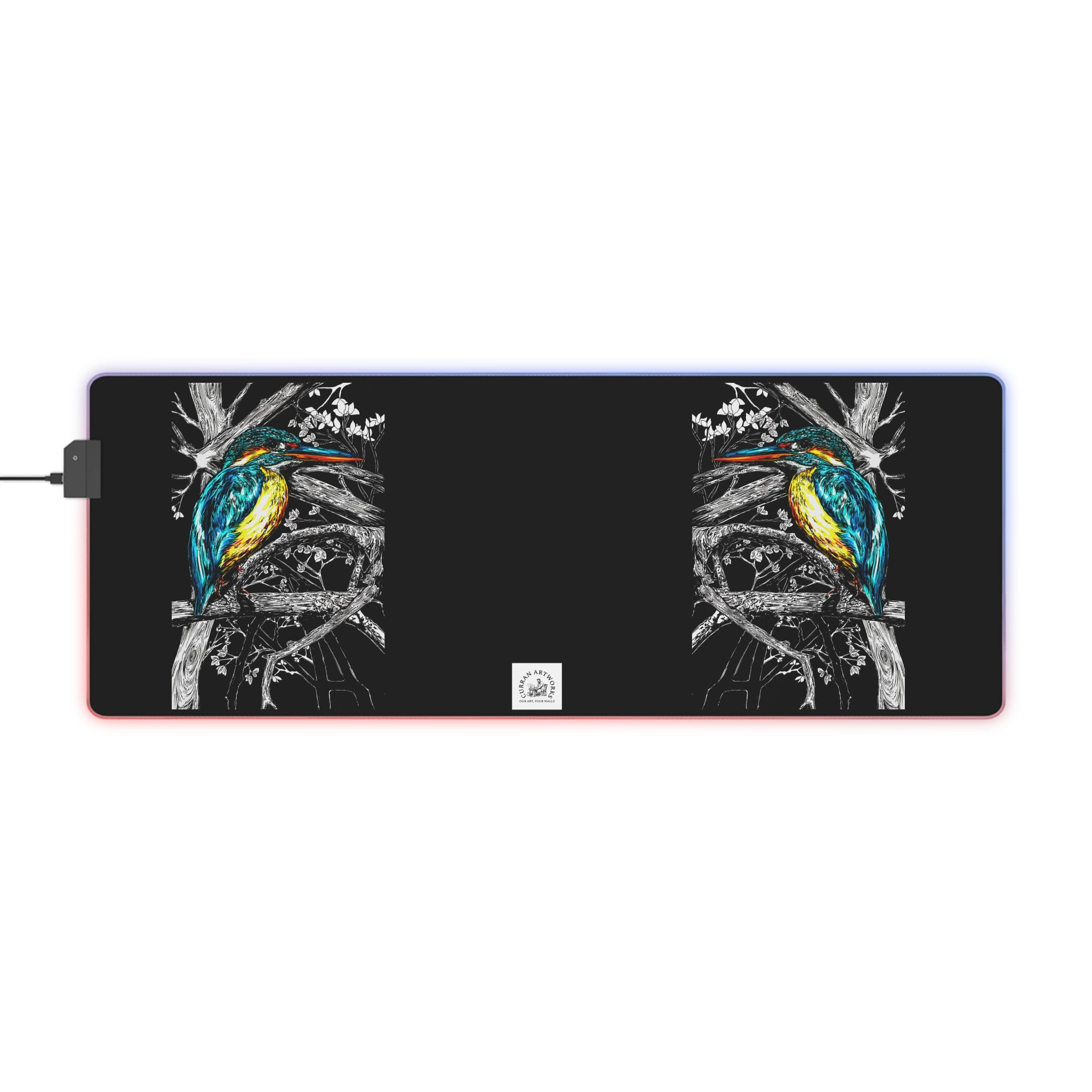 Kingfisher Bird Desk Mat LED Gaming Mouse Pad