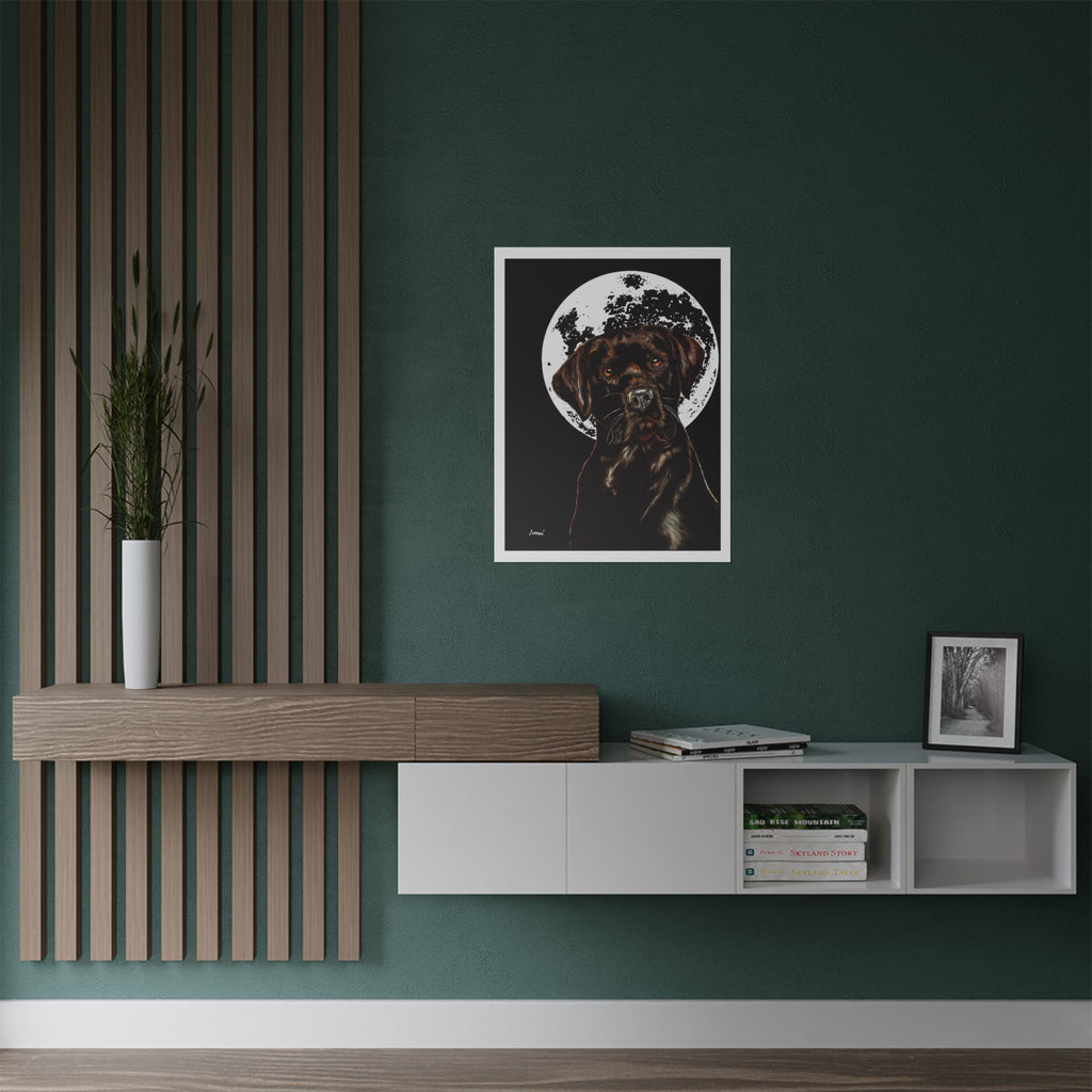 Chocolate Lab Dog Moonlight Satin Poster