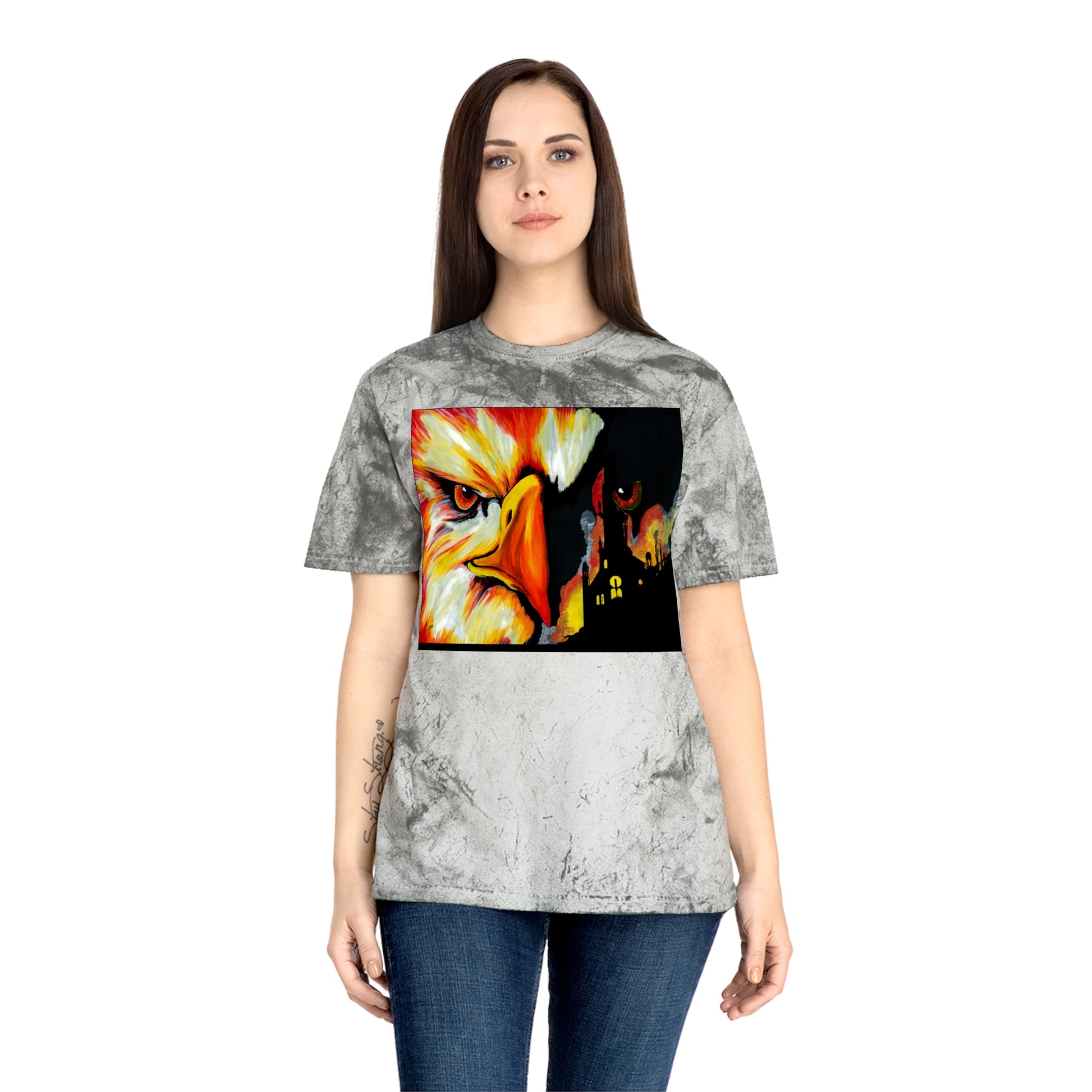 Phoenix Rising Color Blast T Shirt Original Hand Painted Art