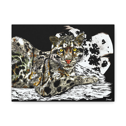 Leopard Canvas Art – Original Hand-Drawn Realistic and Detailed Big Cat Illustration printed on Matte Canvas, Stretched, 1.25"