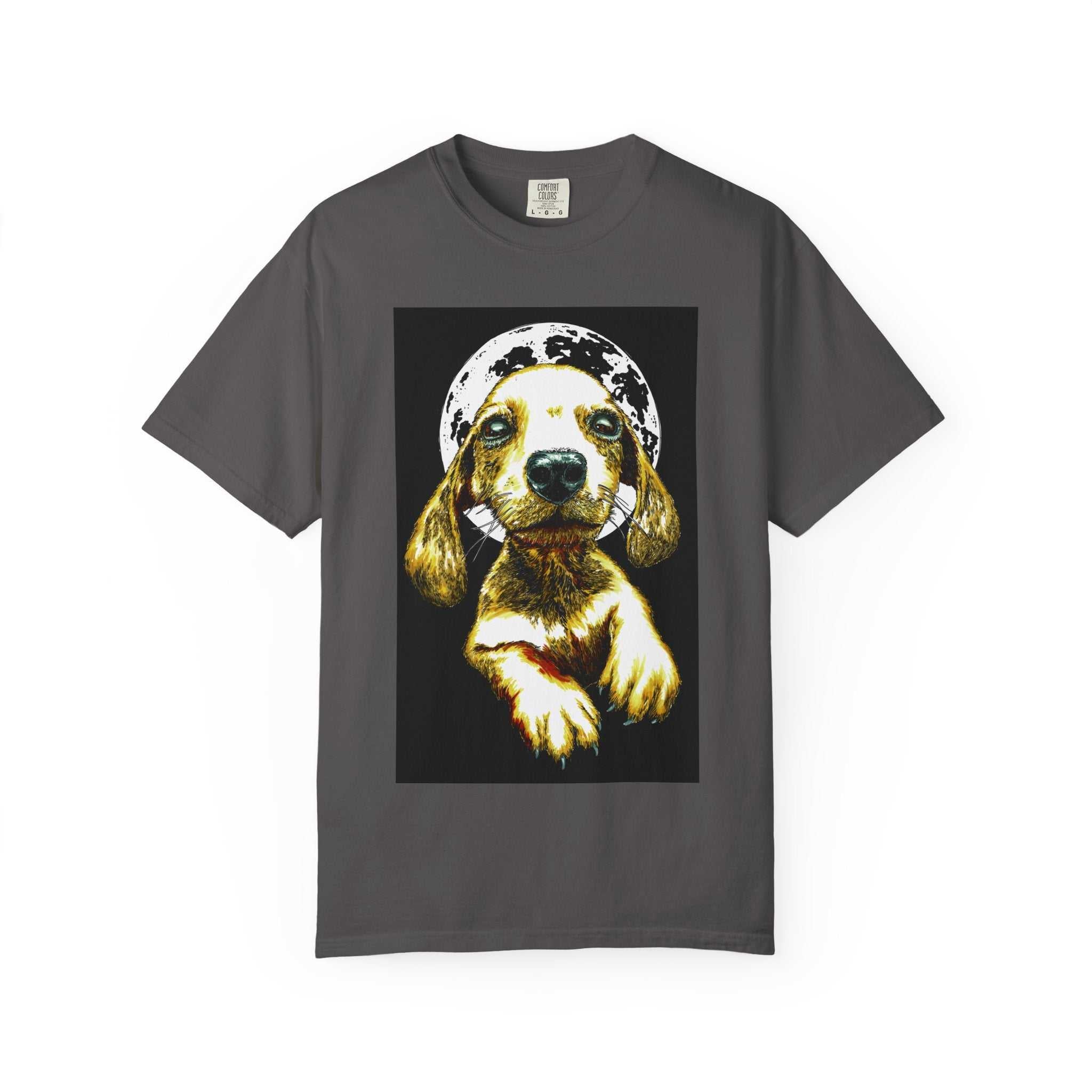 Shop our exclusive Unisex Garment-Dyed T-Shirt, Original Hand-Painted Puppy Art. Elevate your wardrobe with this unique piece!