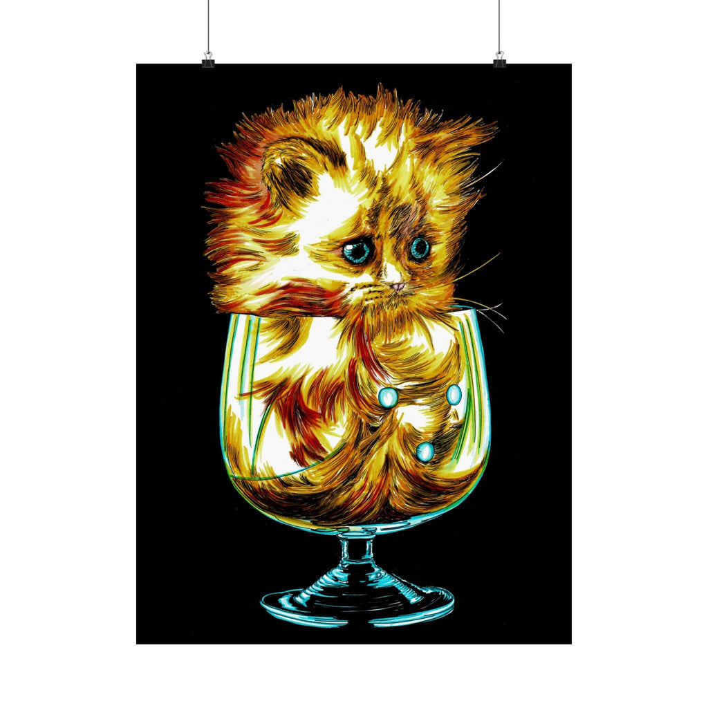 Add a touch of whimsy to your walls with our Whimsical Cat in Glass Satin Poster - 300gsm Art Print for Cat Lovers. Perfect for feline enthusiasts!