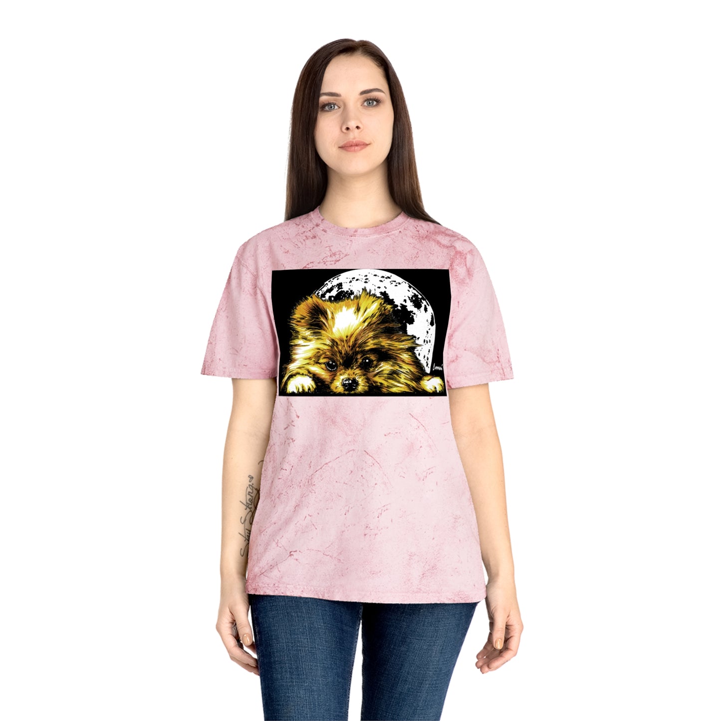 Color Blast T-Shirt with Dog Design - Unisex Moonlit Pet Tee