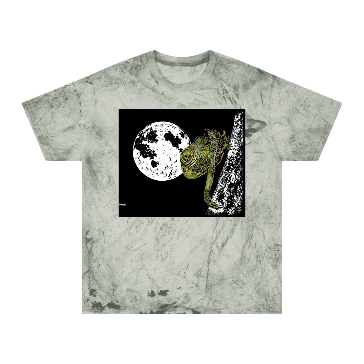 Moonlit Chameleon Unisex Color Blast T-Shirt, Eco-Friendly, Nature-Inspired