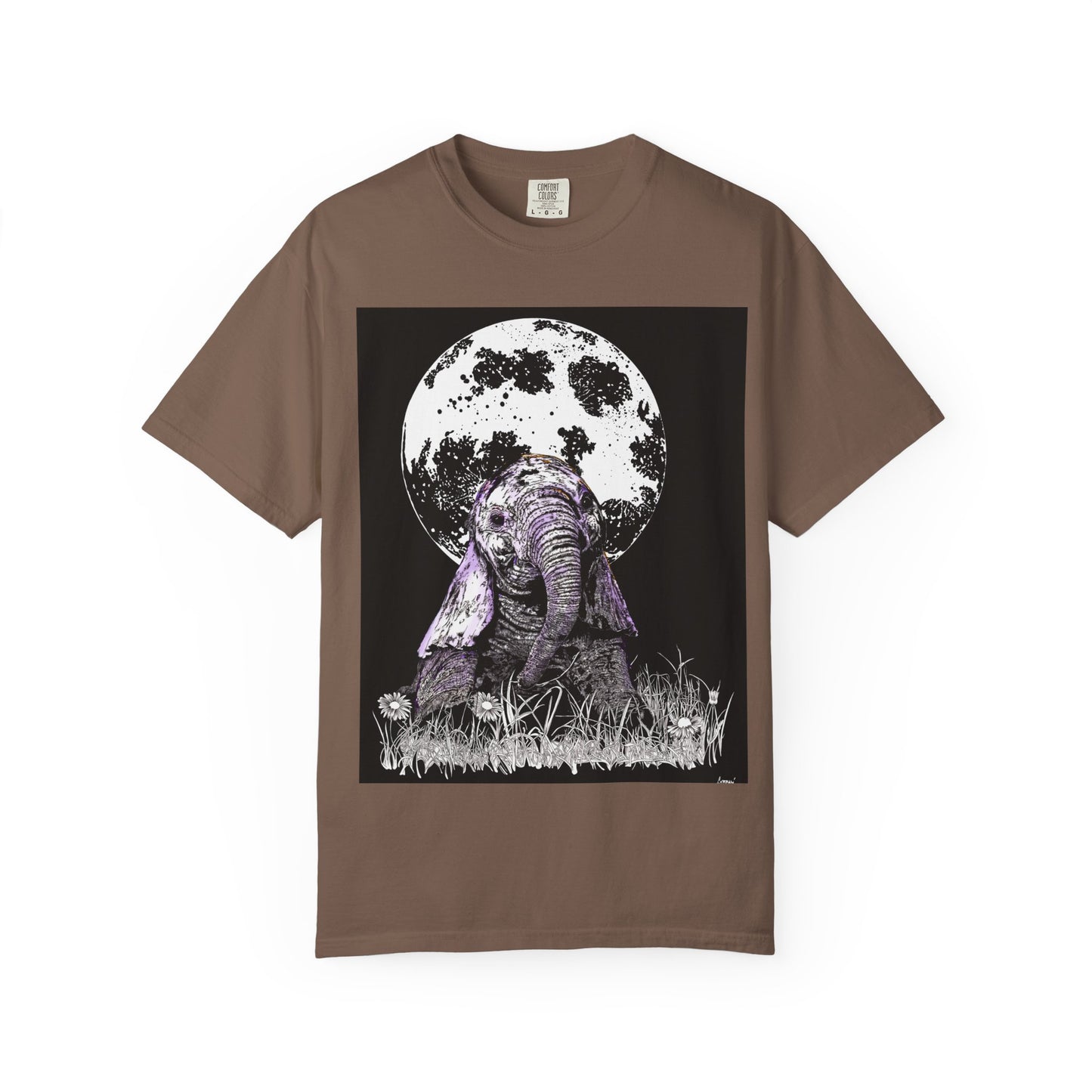 Moonlit Baby Elephant Unisex T-shirt | Eco-Friendly Garment-Dyed Tee