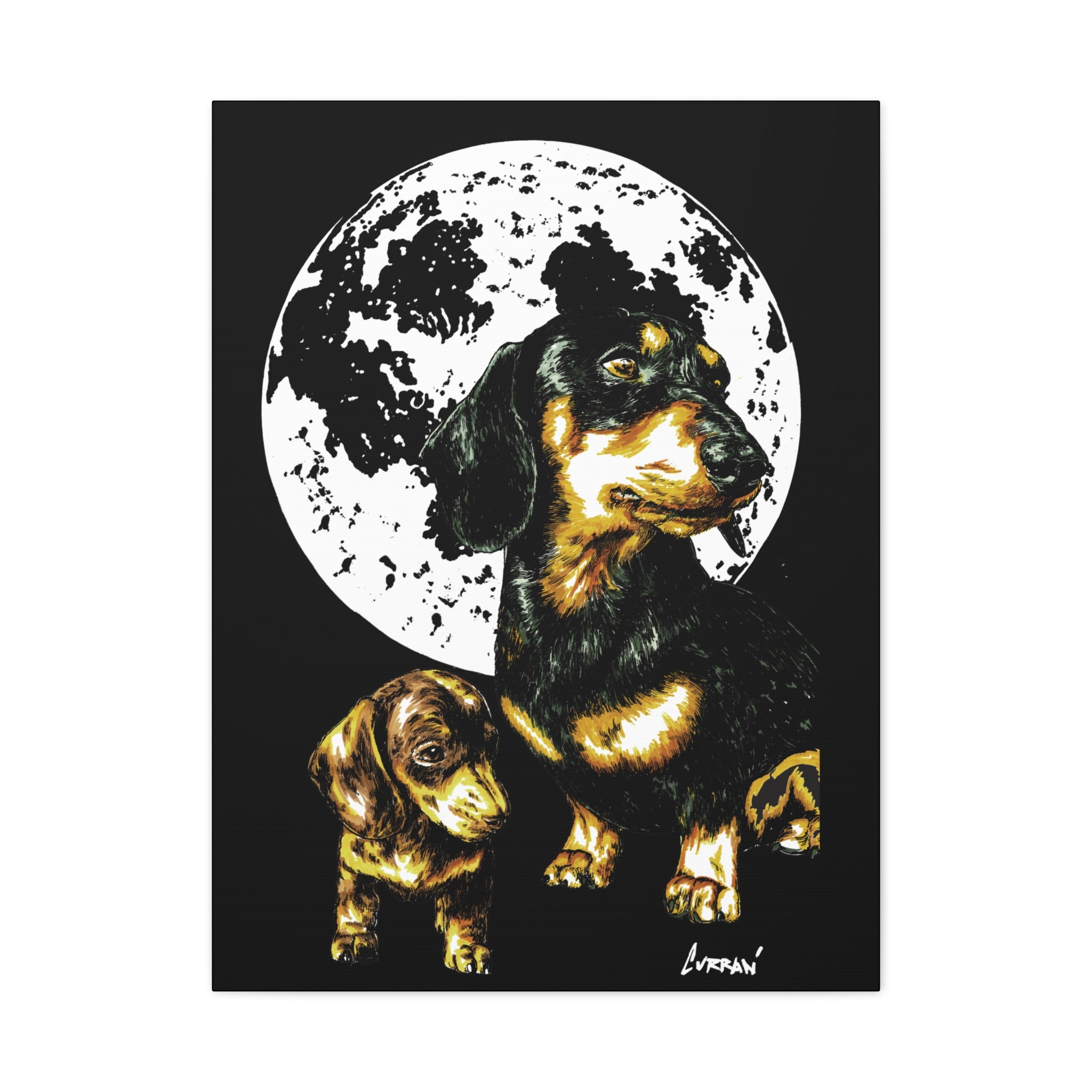 Dachshund Canvas Print of the Original, hand drawn wall art