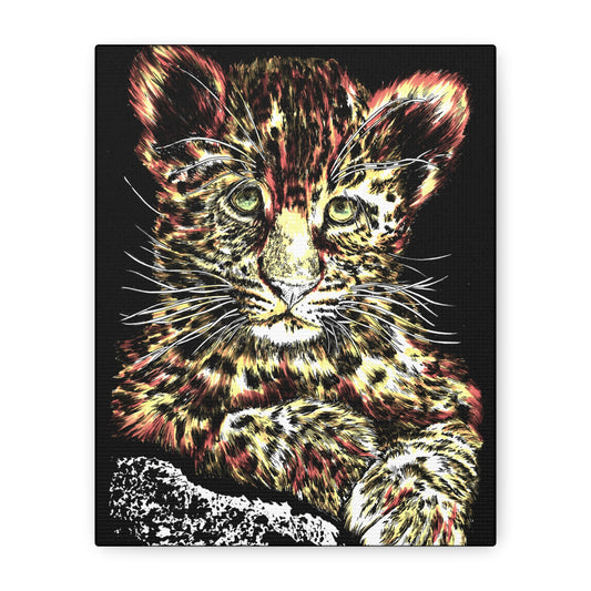 Leopard Cub Wall Art Print of the Original, hand drawn wall art of a Leopard Cub