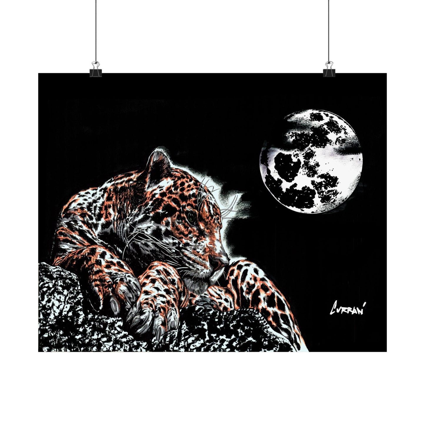 Majestic Leopard Satin Poster (300gsm) - Moonlit Wildlife Art