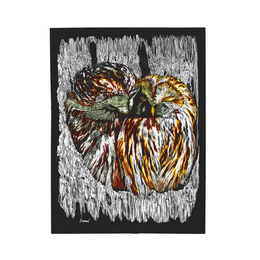 Cozy Owl Velveteen Plush Blanket with Artistic Design