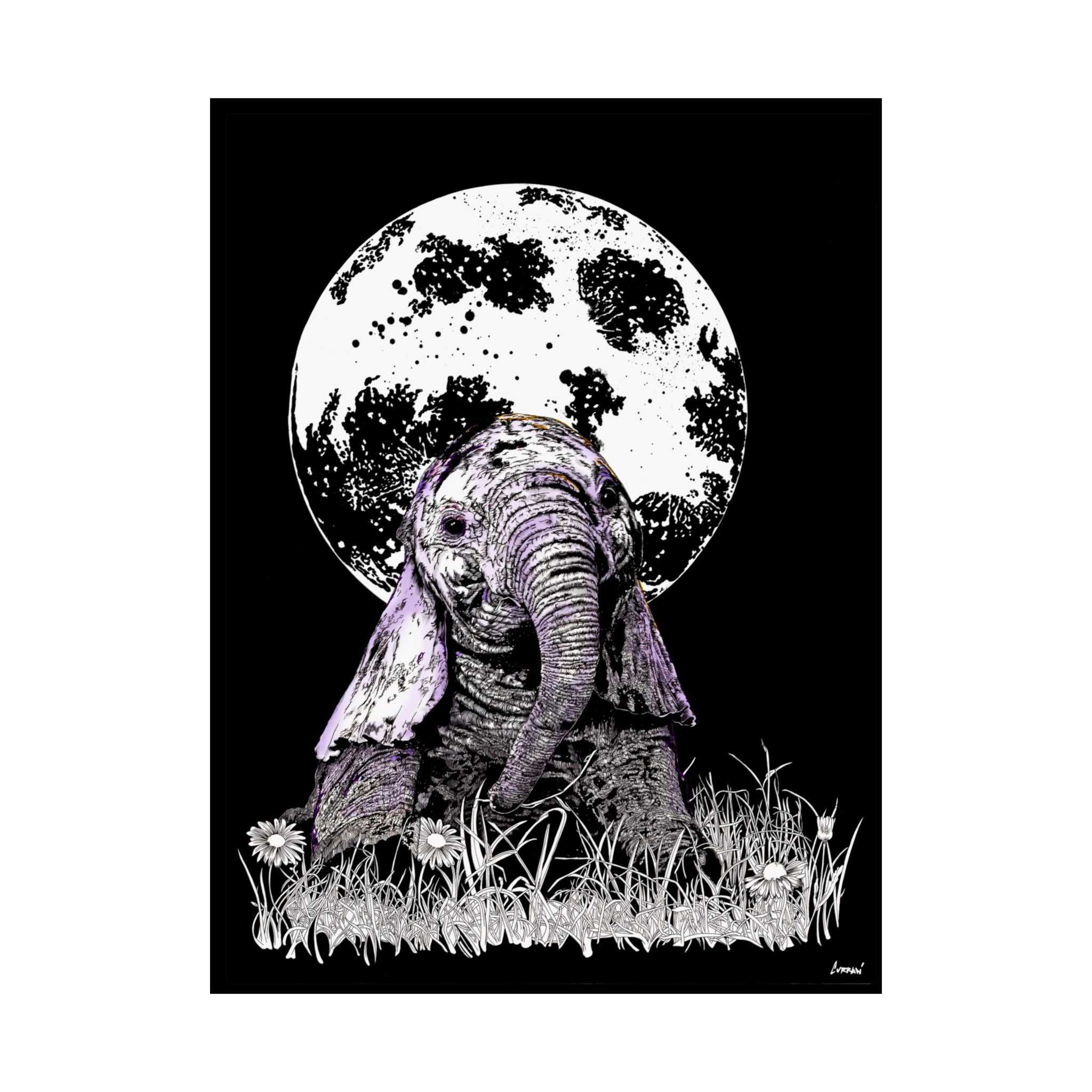 Baby Elephant Satin Poster | Art Print for Nursery Decor