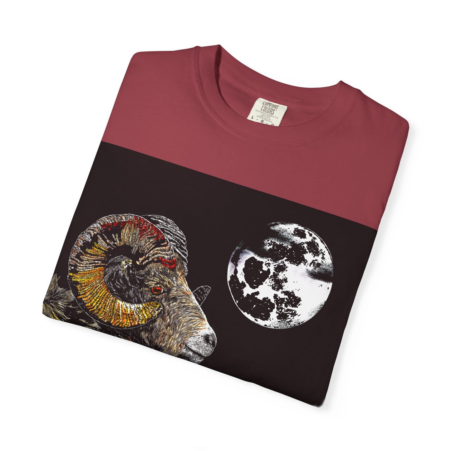 Ram and Moon Graphic Unisex T-Shirt - Nature-Inspired Artwear