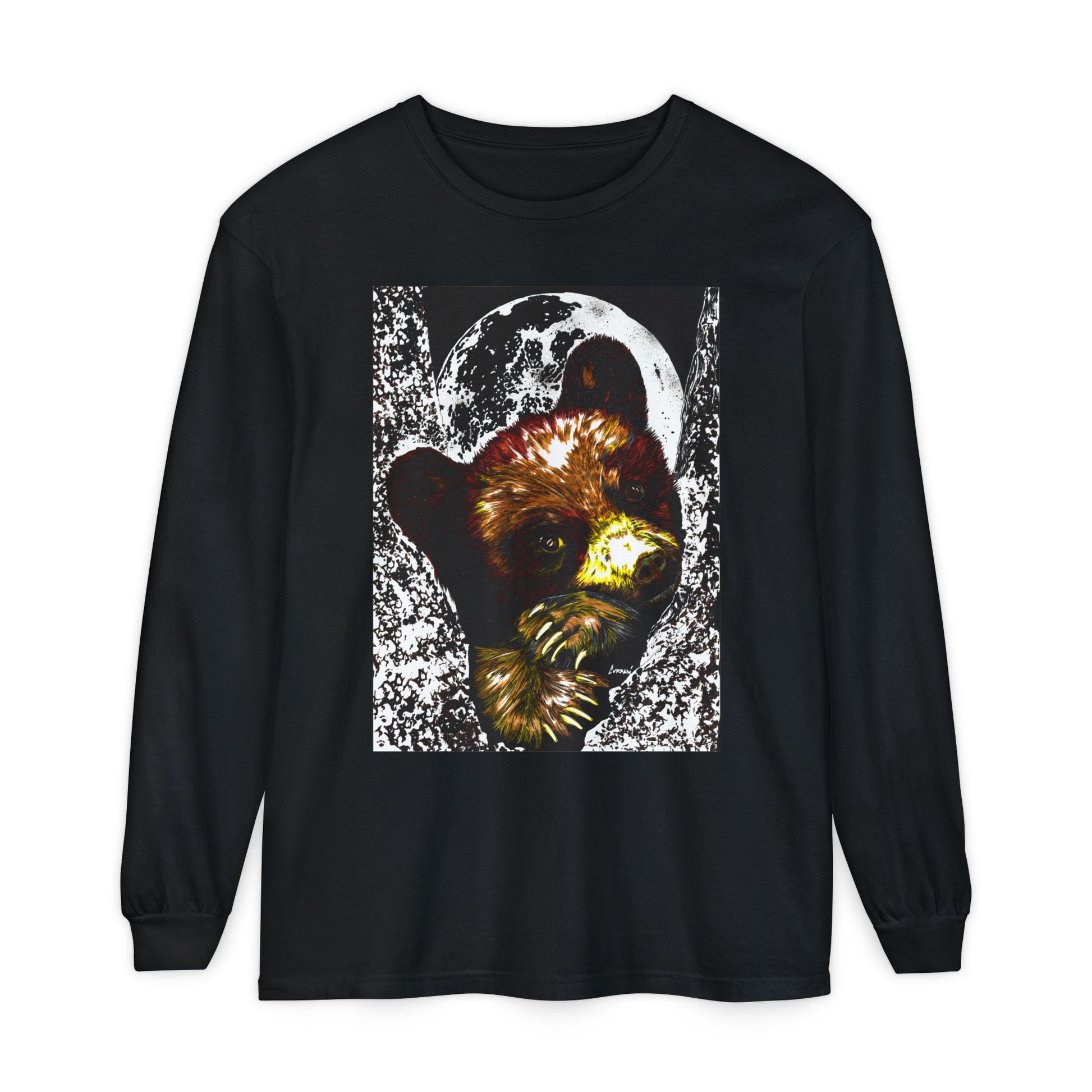Moonlit Brown Bear Cub Unisex Long Sleeve T Shirt