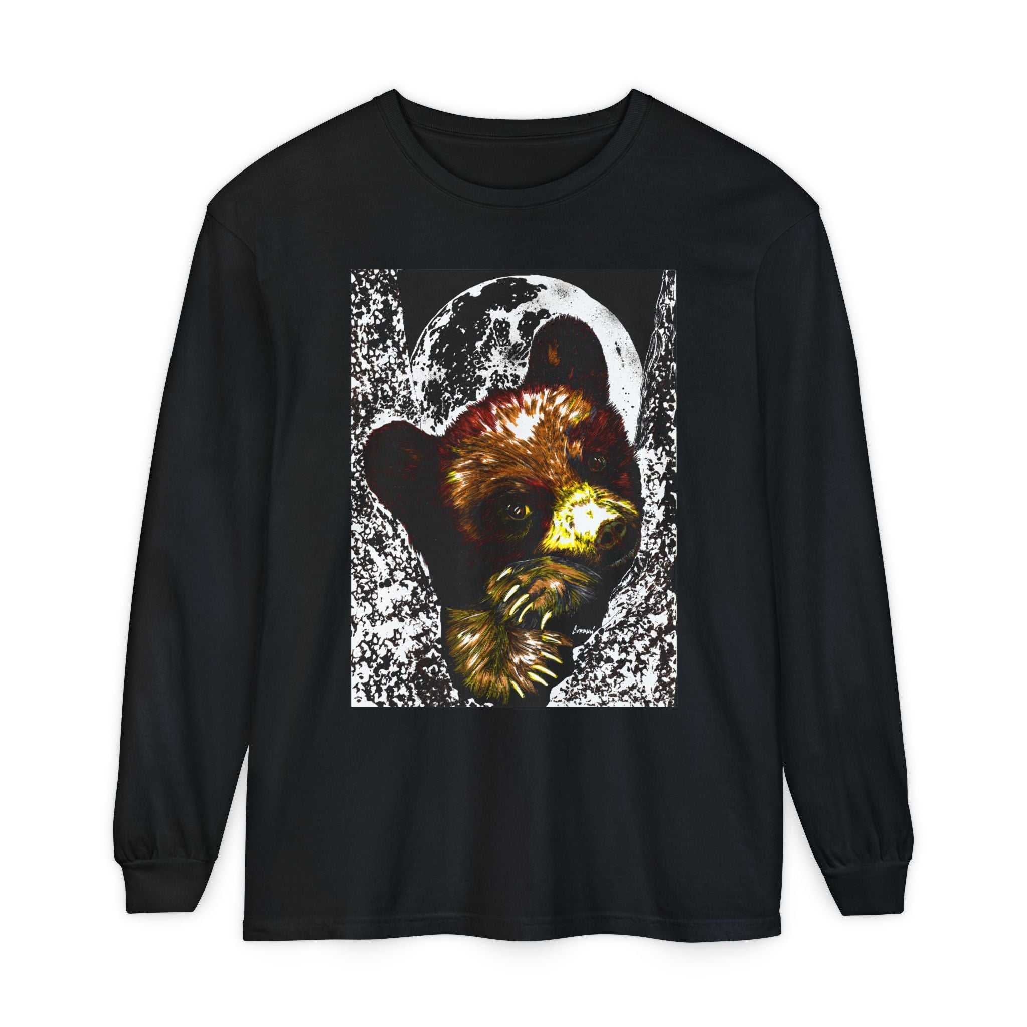 Moonlit Brown Bear Cub Unisex Long Sleeve T Shirt