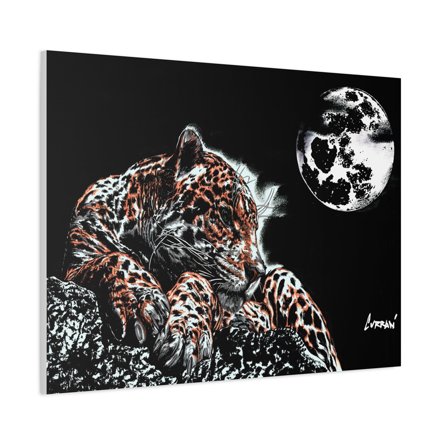 Leopard Canvas Art – Original Hand-Drawn Realistic Big Cat Wall Decor printed on Matte Canvas, Stretched, 1.25"