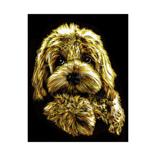 Golden Dog Art Satin Poster - Home Decor for Pet Lovers