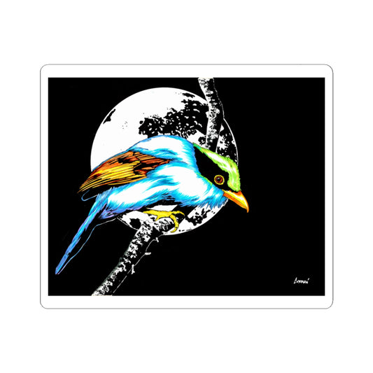 Vibrant Bird Moon Kiss-Cut Stickers - Perfect for Nature Lovers