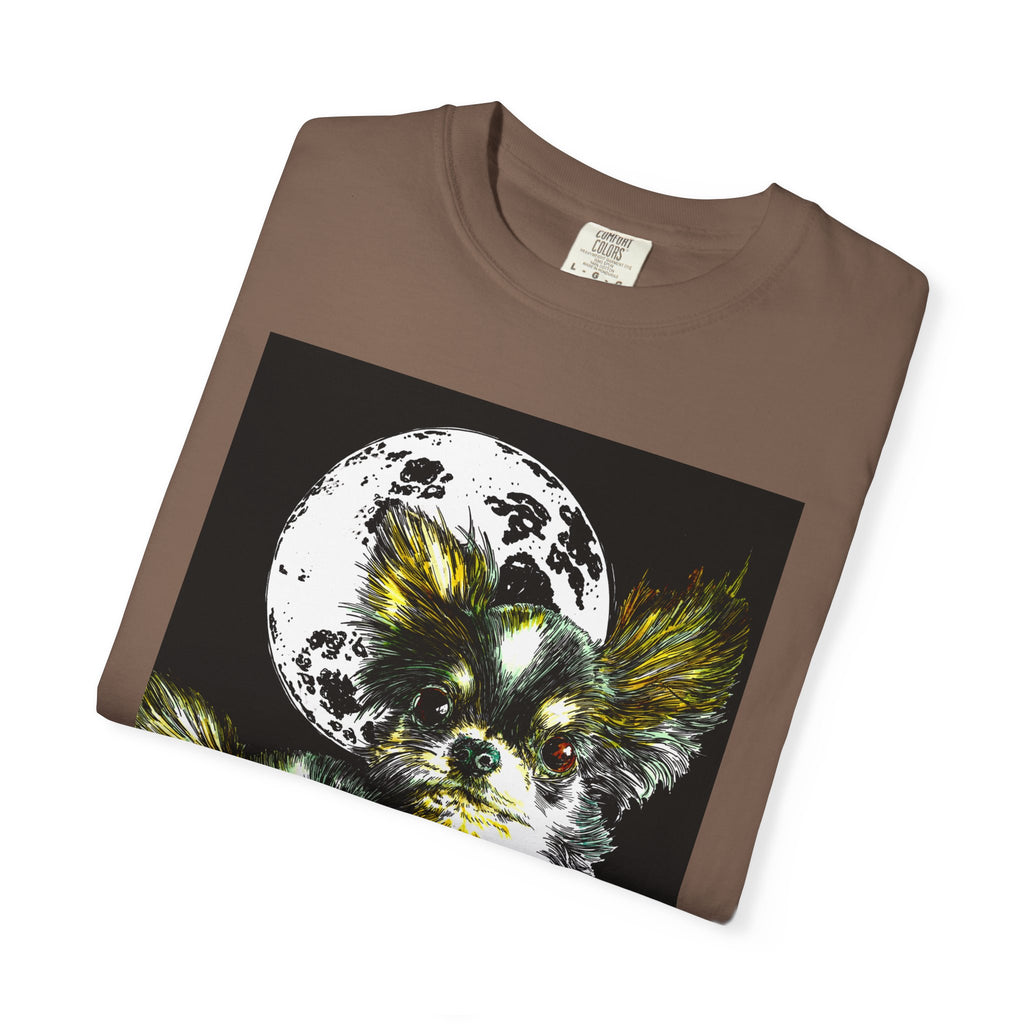 Cute Chihuahua Moon Night Unisex Garment-Dyed T-Shirt