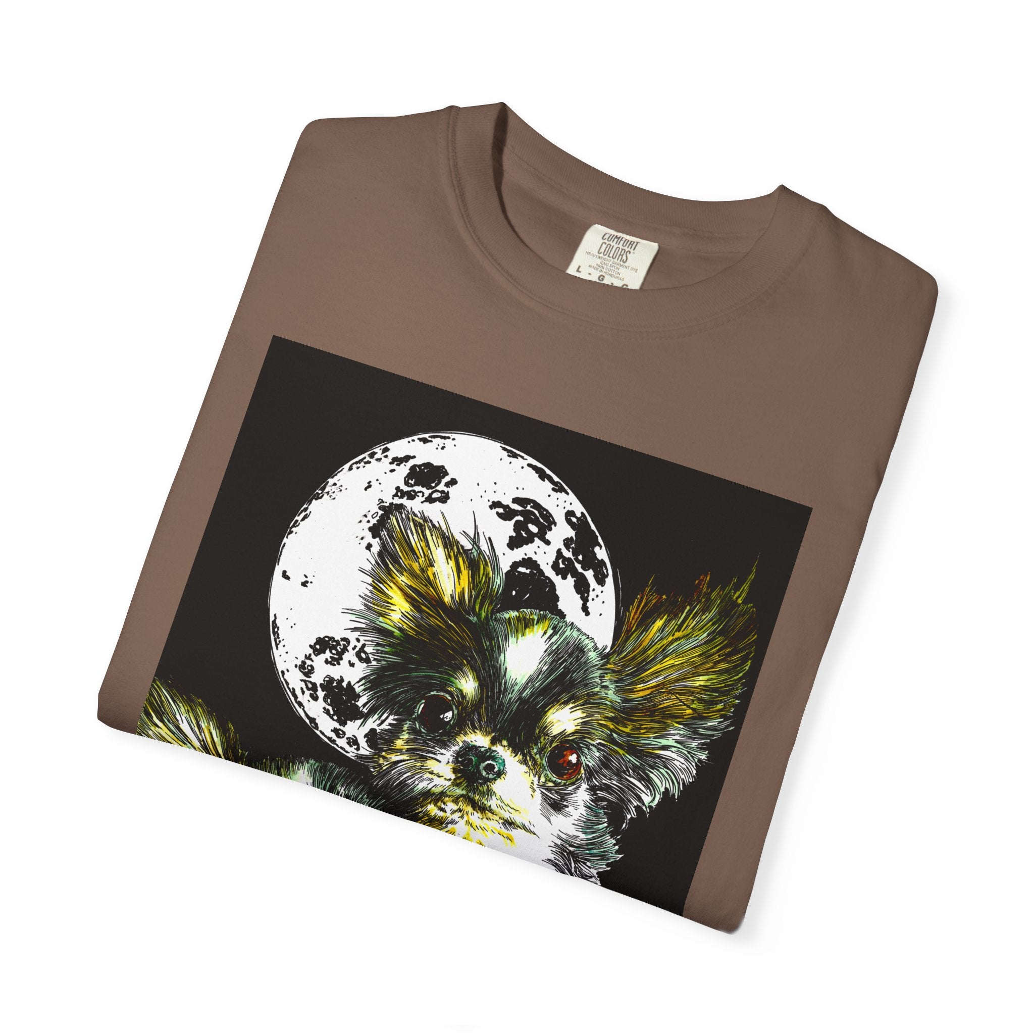 Cute Chihuahua Moon Night Unisex Garment-Dyed T-Shirt