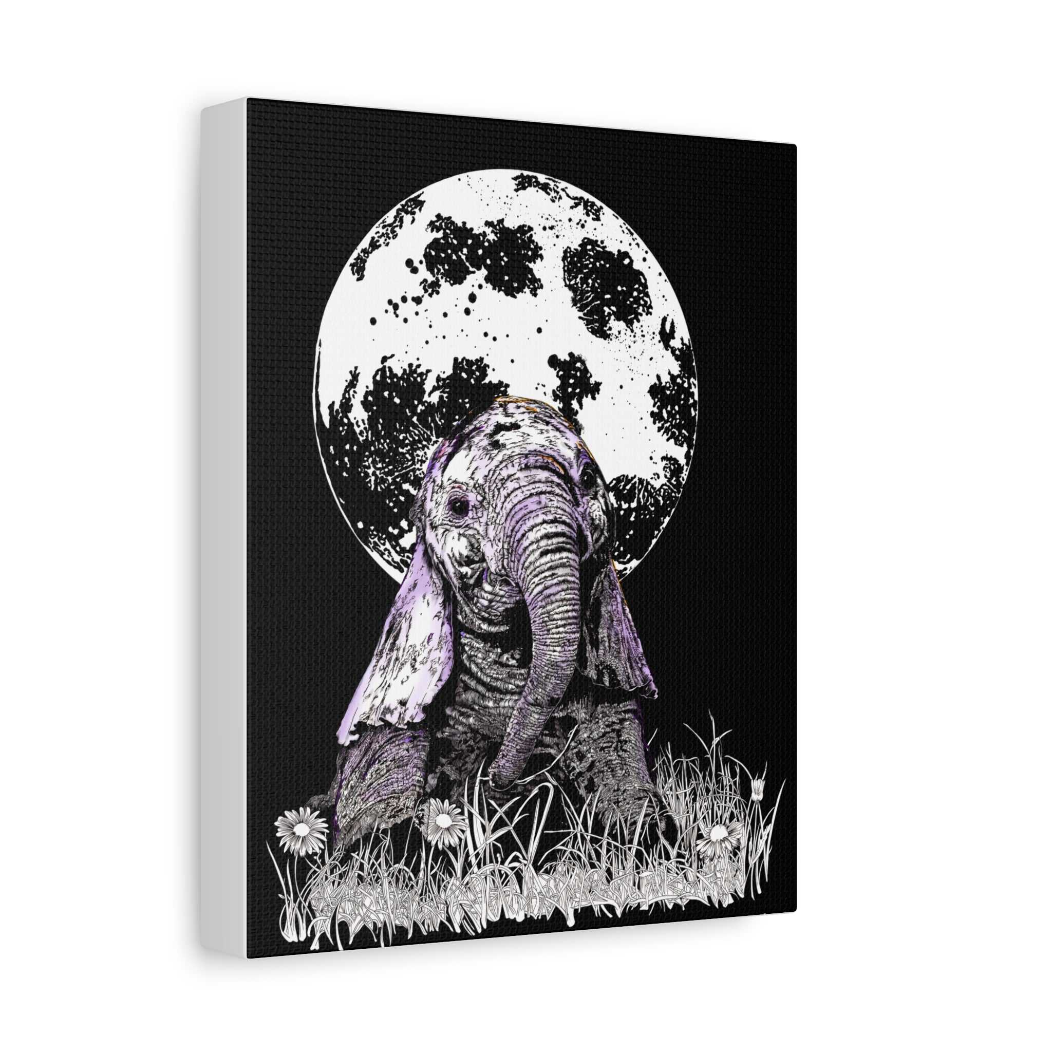 Baby Elephant Canvas Art, Print of Original hand drawn art