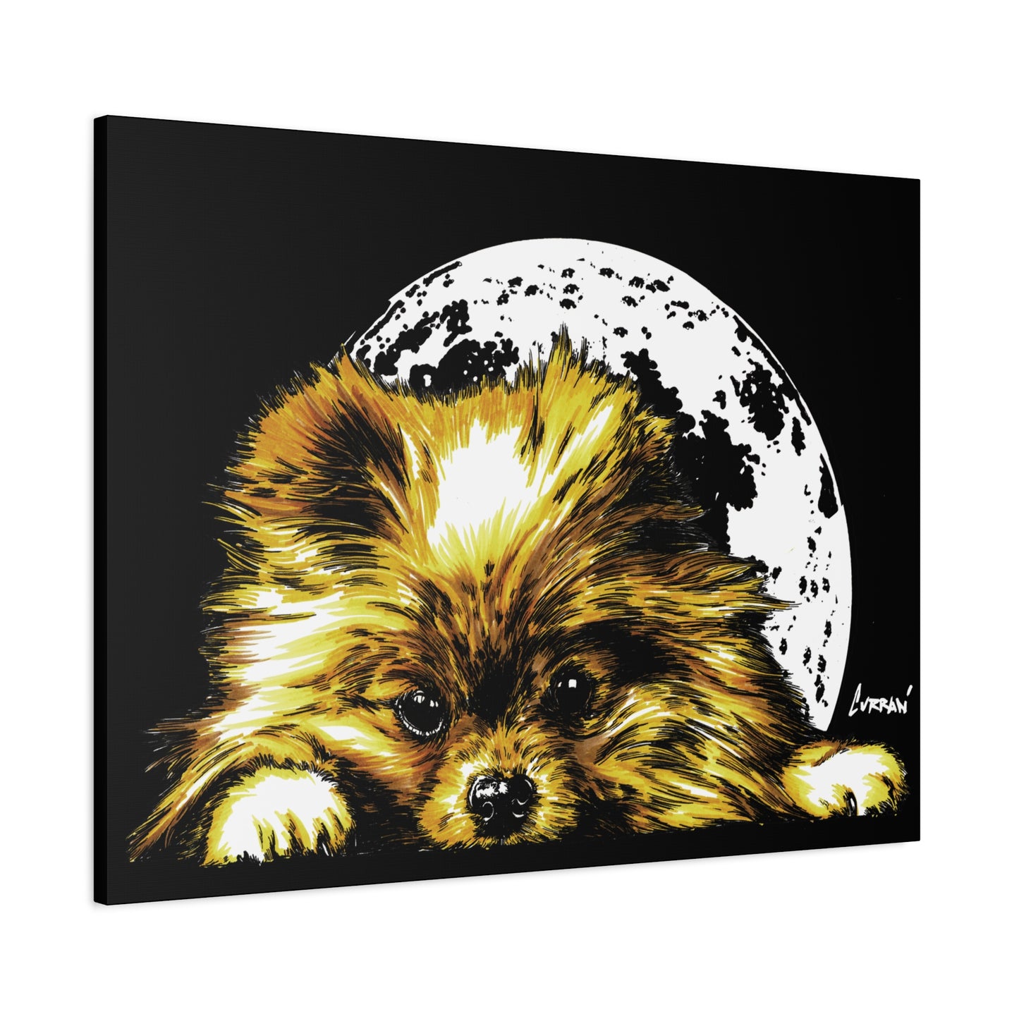 Pomeranian Moon Canvas Art Print- Dog Lover's Decor, 1.25" Stretched Print