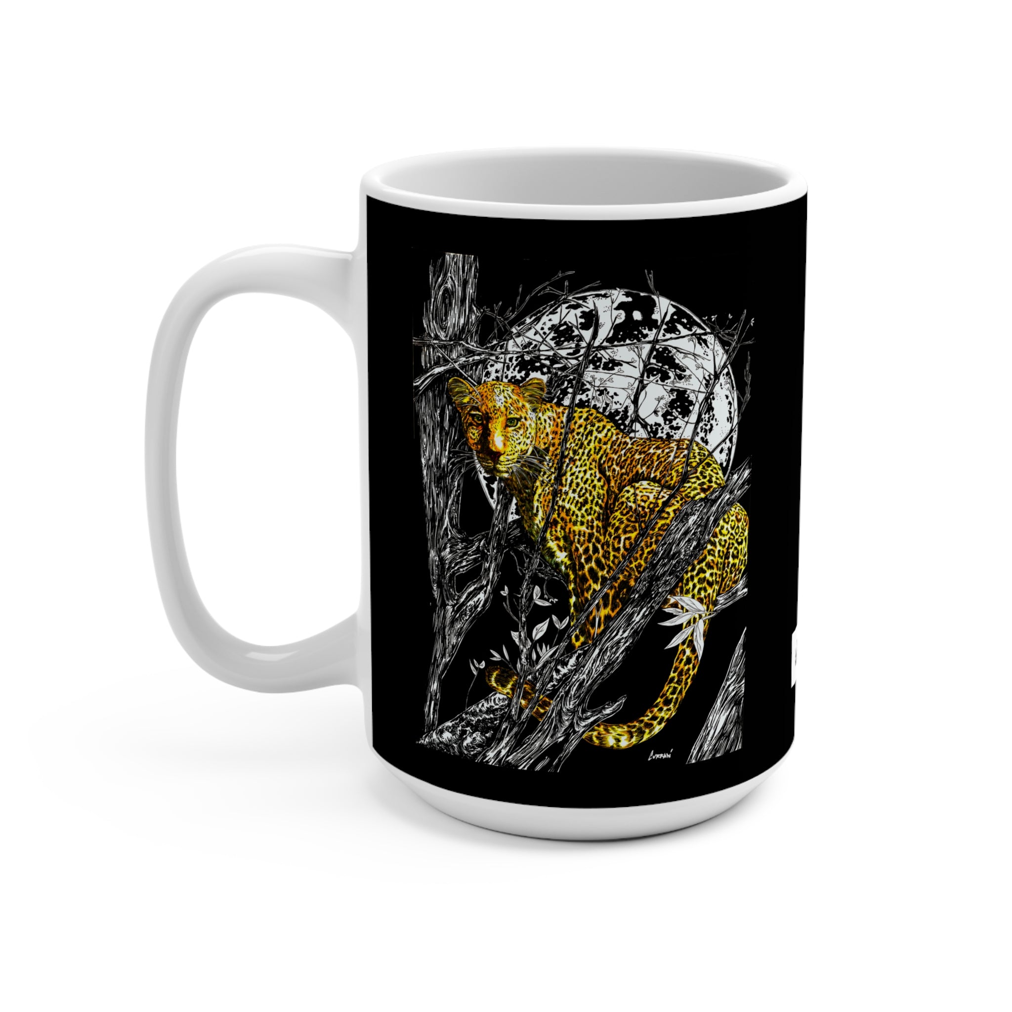 Cheetah in a Tree 15oz Mug – Original Hand-Drawn Art