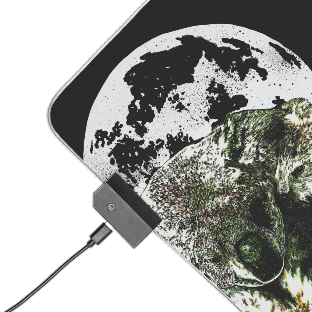 Koala with Moon LED Gaming Mouse Pad, Perfect for Gamers