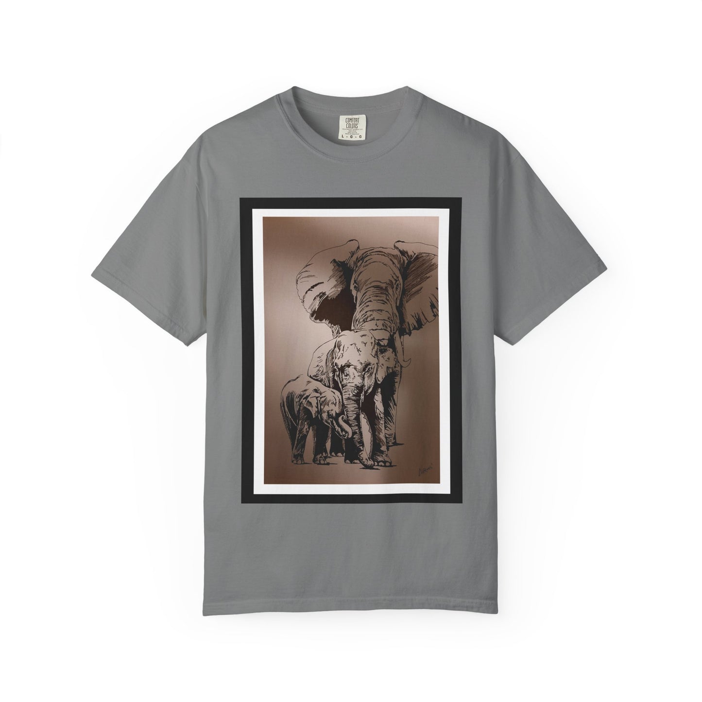 Elephant Family Garment-Dyed T-Shirt | Nature Lover's Tee