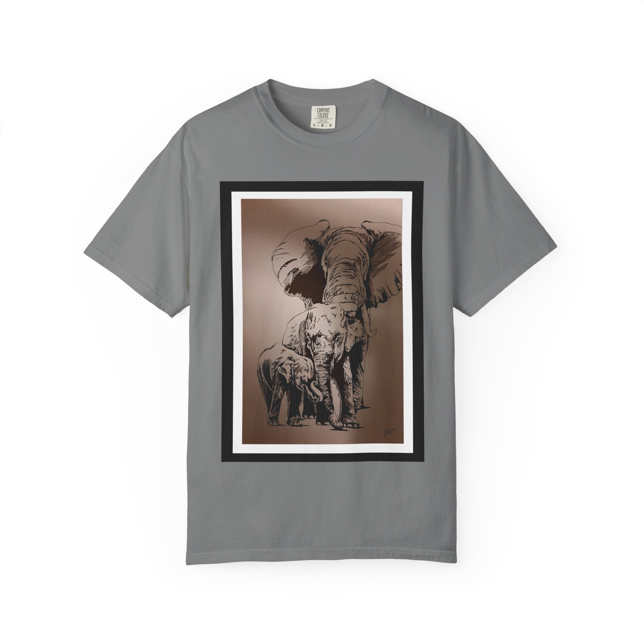 Elephant Family Garment-Dyed T-Shirt | Nature Lover's Tee