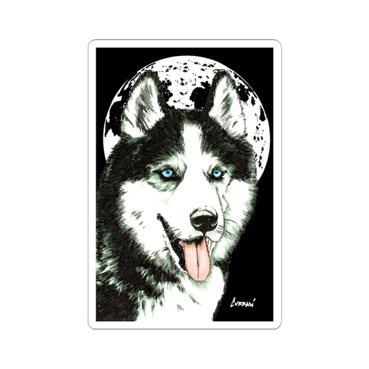 Siberian Husky Moon Husky Kiss-Cut Stickers, Decals for Laptops & Water Bottles