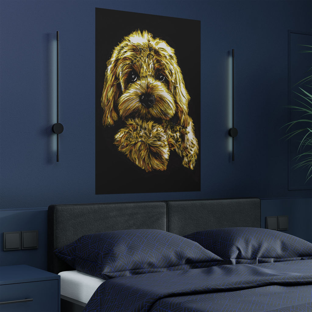 Golden Dog Art Satin Poster - Home Decor for Pet Lovers