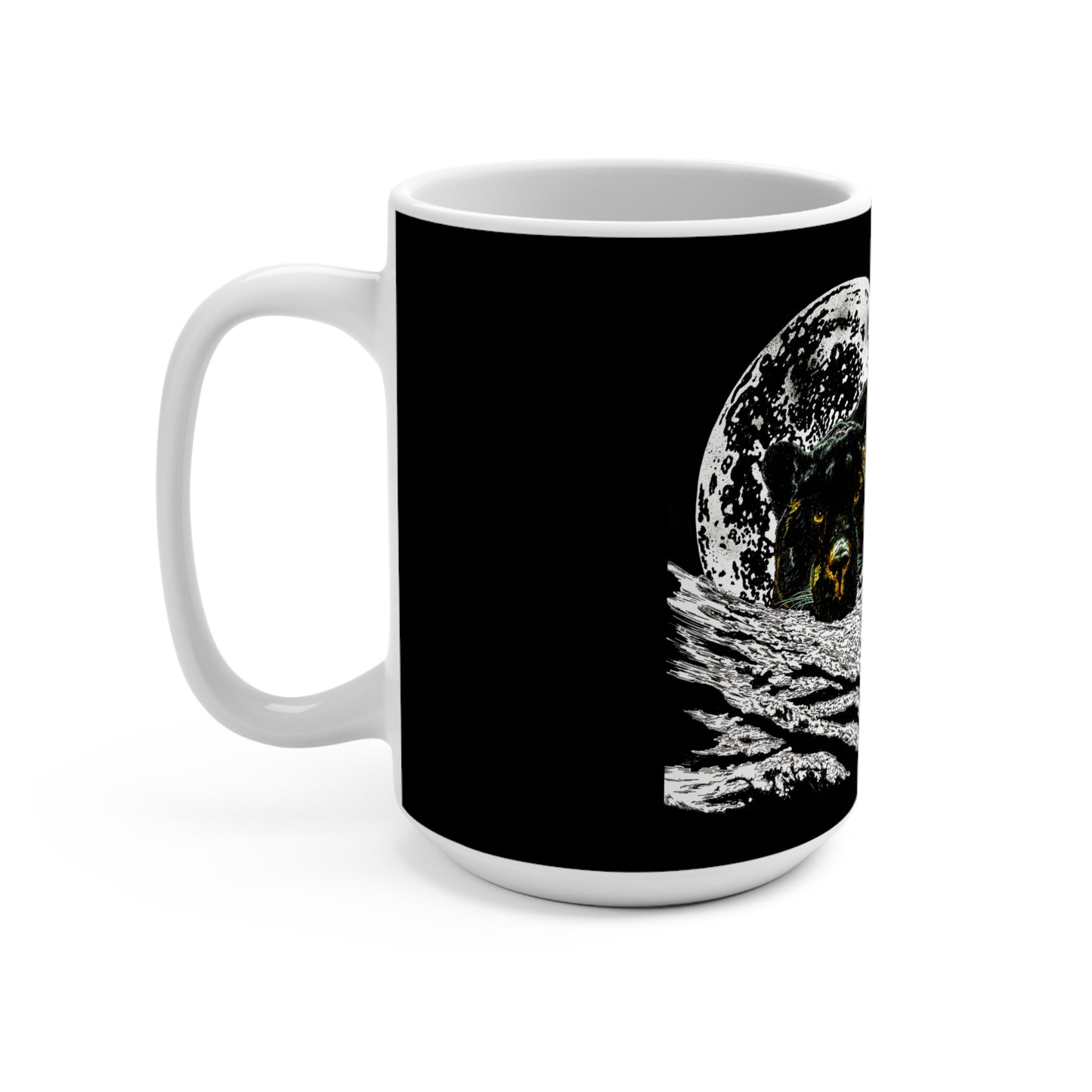 Panther under Full Moon Artistic 15oz Mug - Unique Gift for Animal Lovers