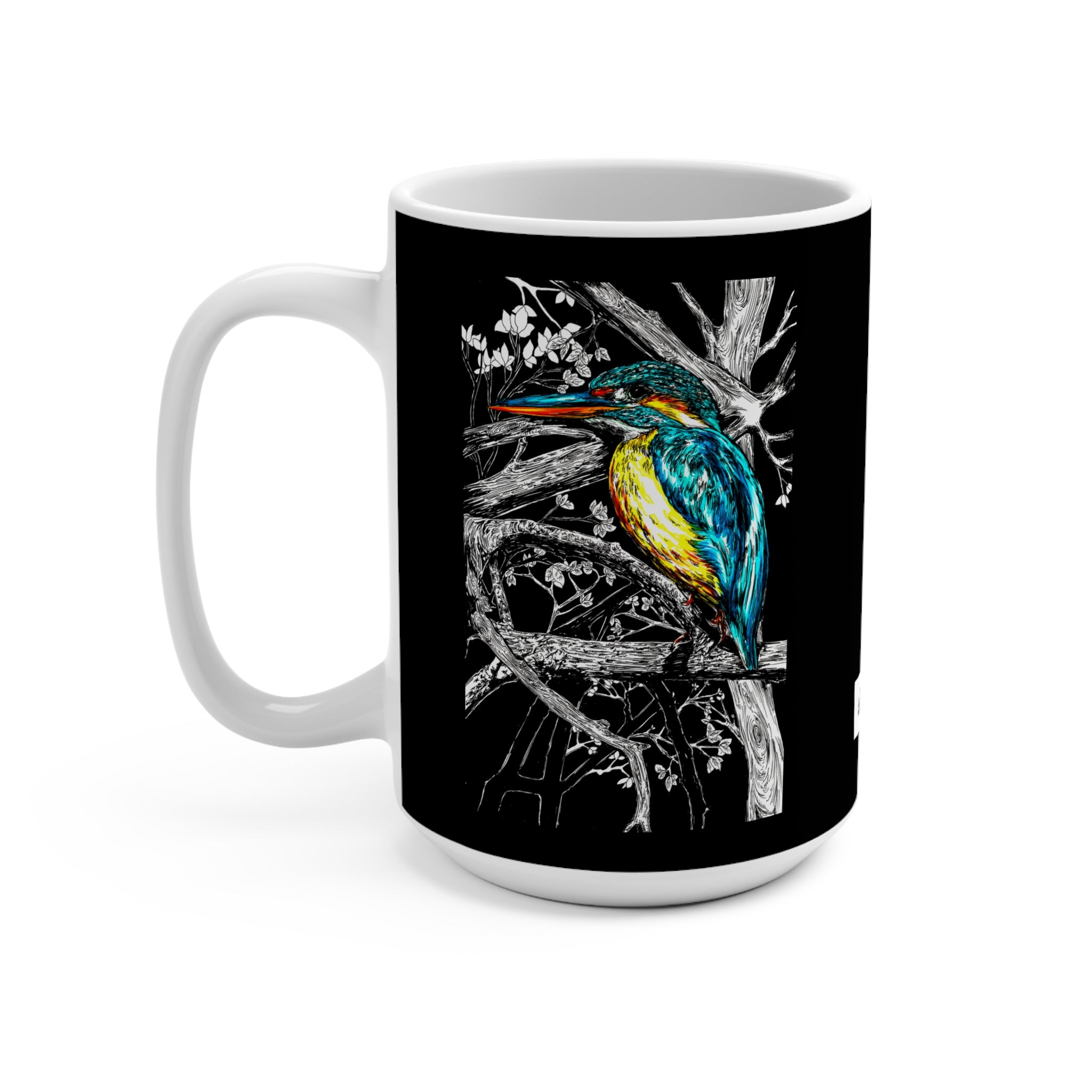 Colorful Kingfisher Art Mug - 15oz Ceramic Coffee Cup