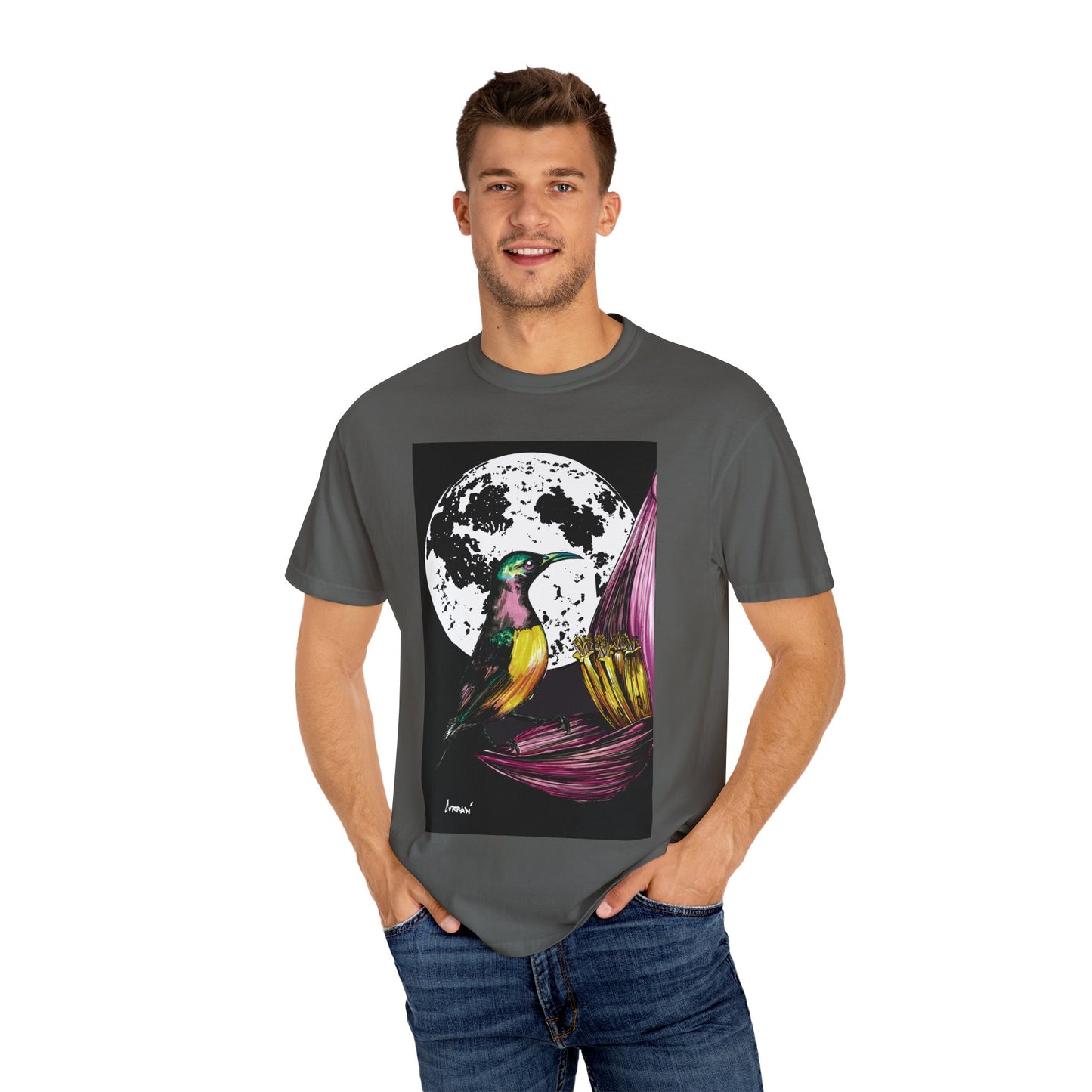 Moonlit Hummingbird Unisex T-Shirt - Vibrant Nature Design