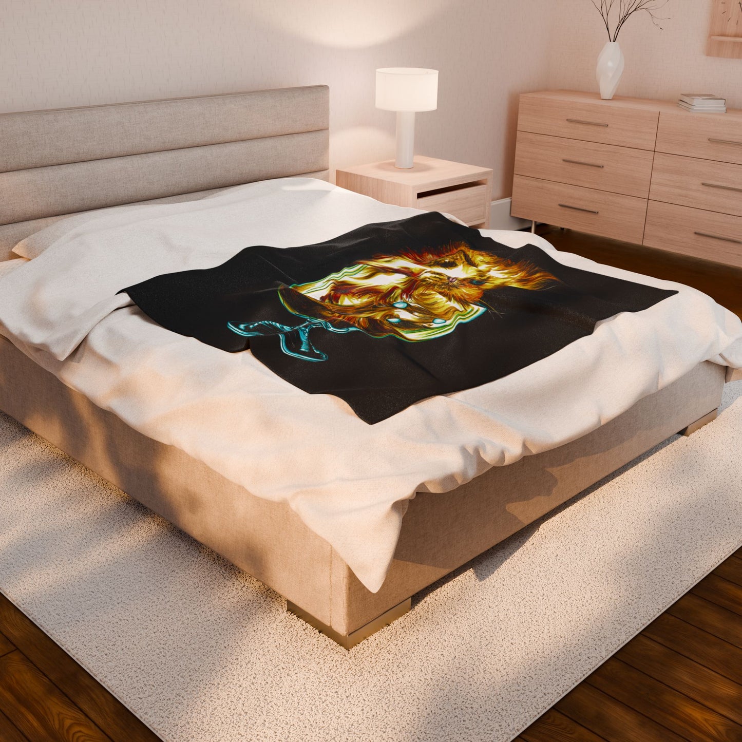 Whimsical Cat Velveteen Plush Blanket Cozy And Fun Decor