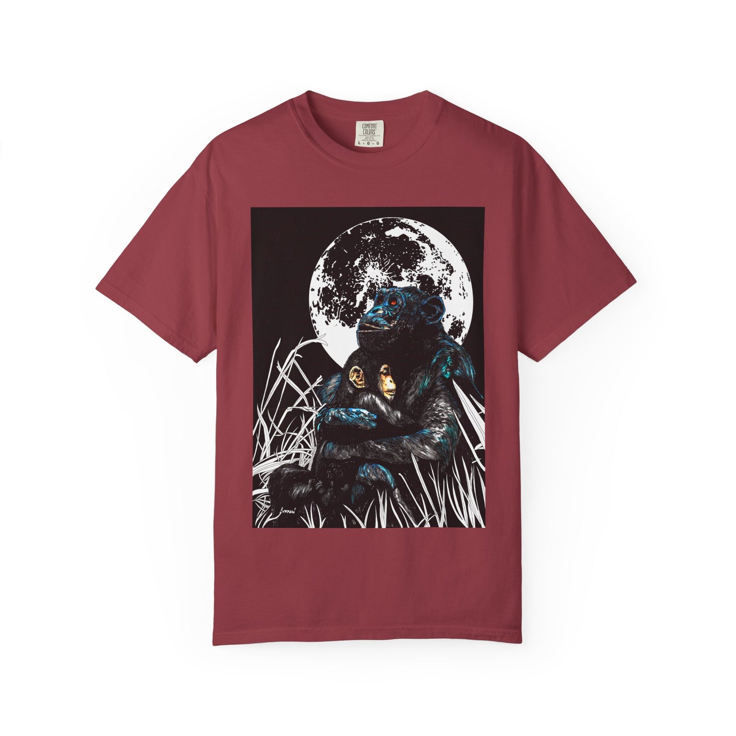 Moonlit Gorilla and Child Unisex Garment-Dyed T-Shirt