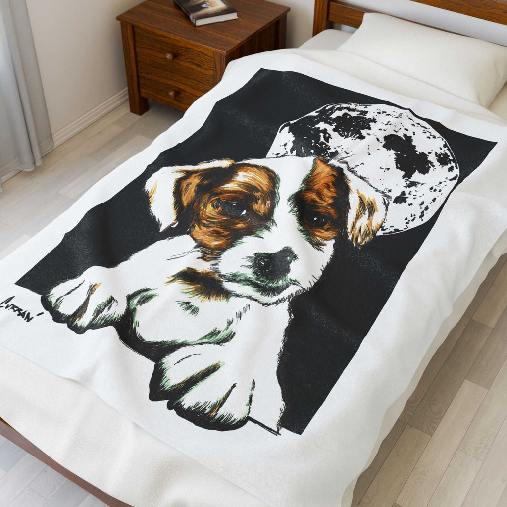 Adorable Beagle Moon Velveteen Plush Blanket