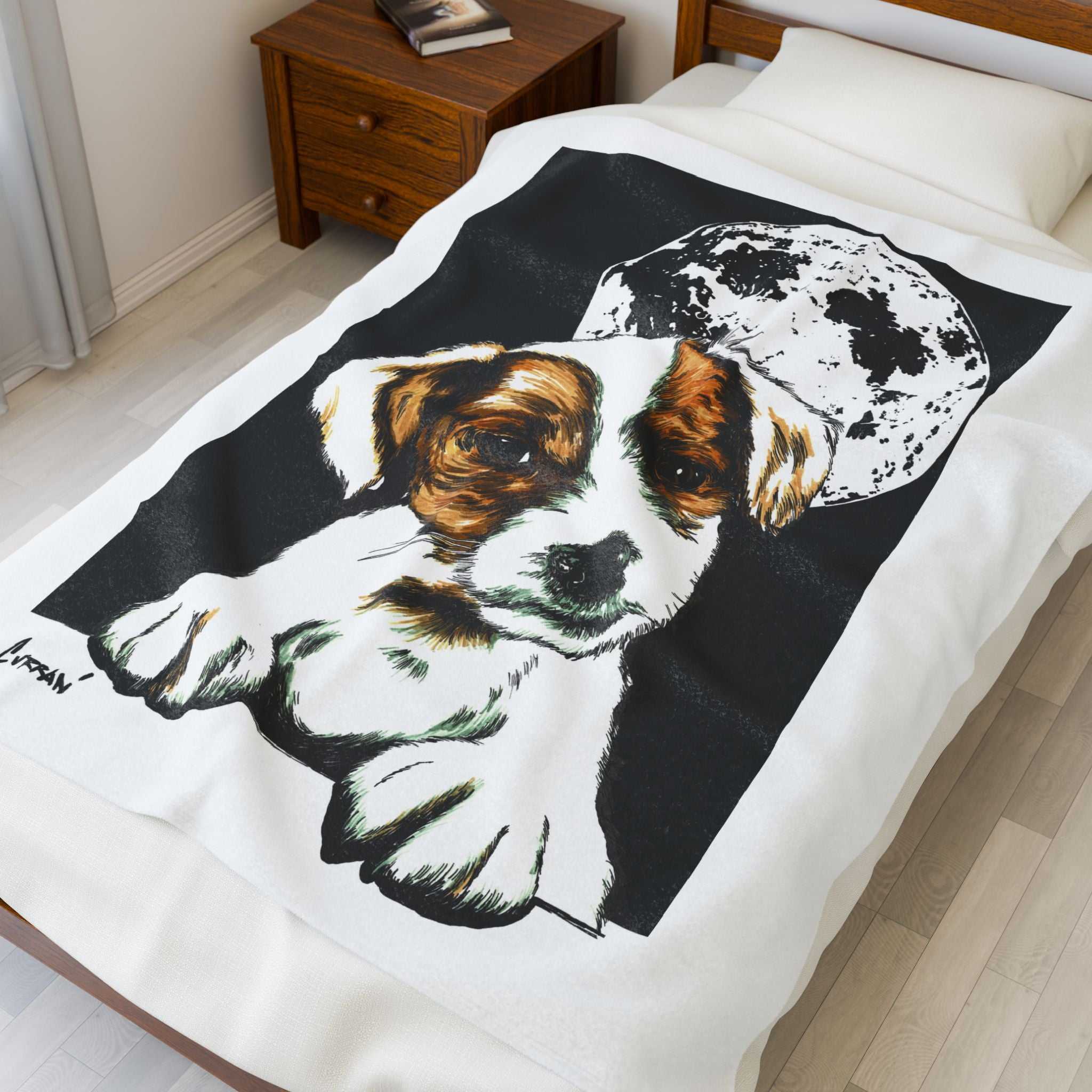 Adorable Beagle Moon Velveteen Plush Blanket