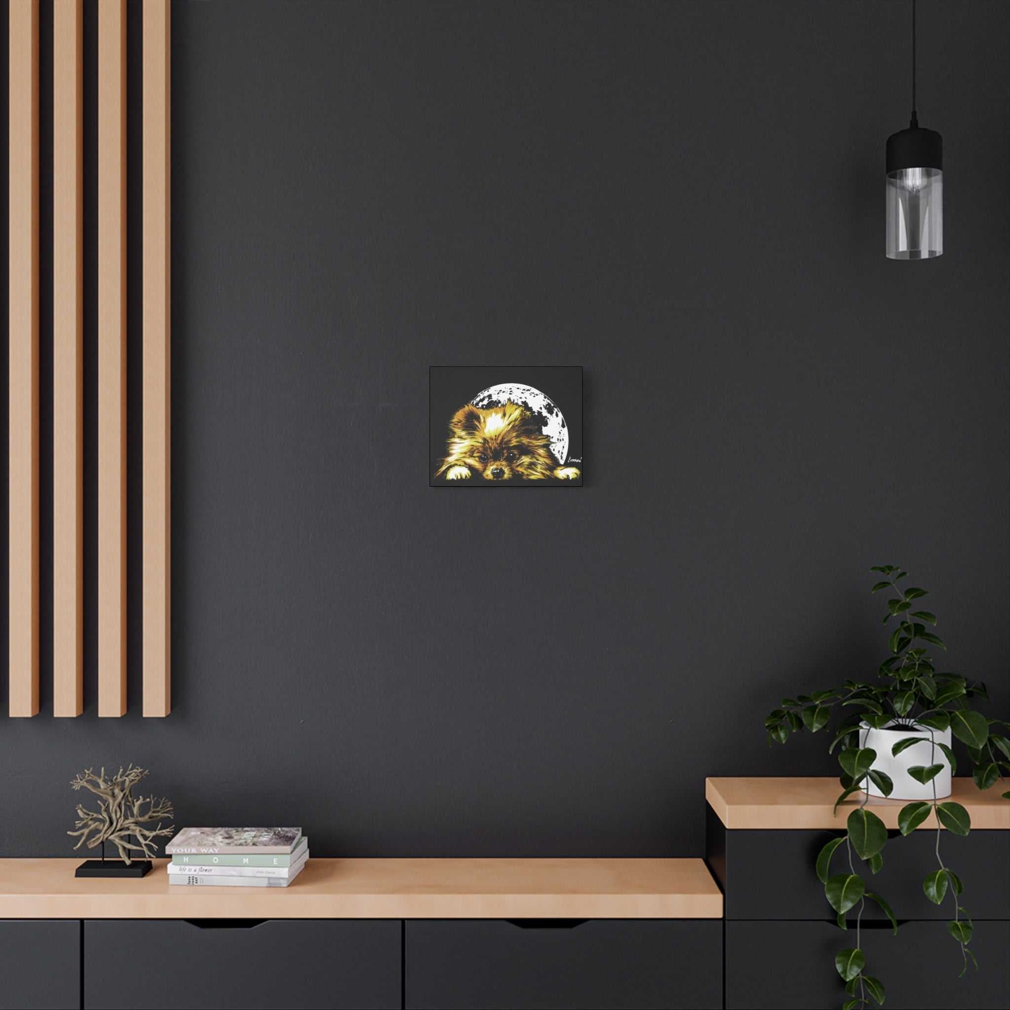 Pomeranian Moon Canvas Art Print- Dog Lover's Decor,