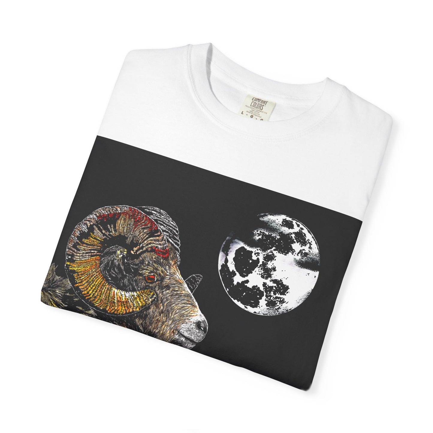 Ram and Moon Graphic Unisex T-Shirt - Nature-Inspired Artwear