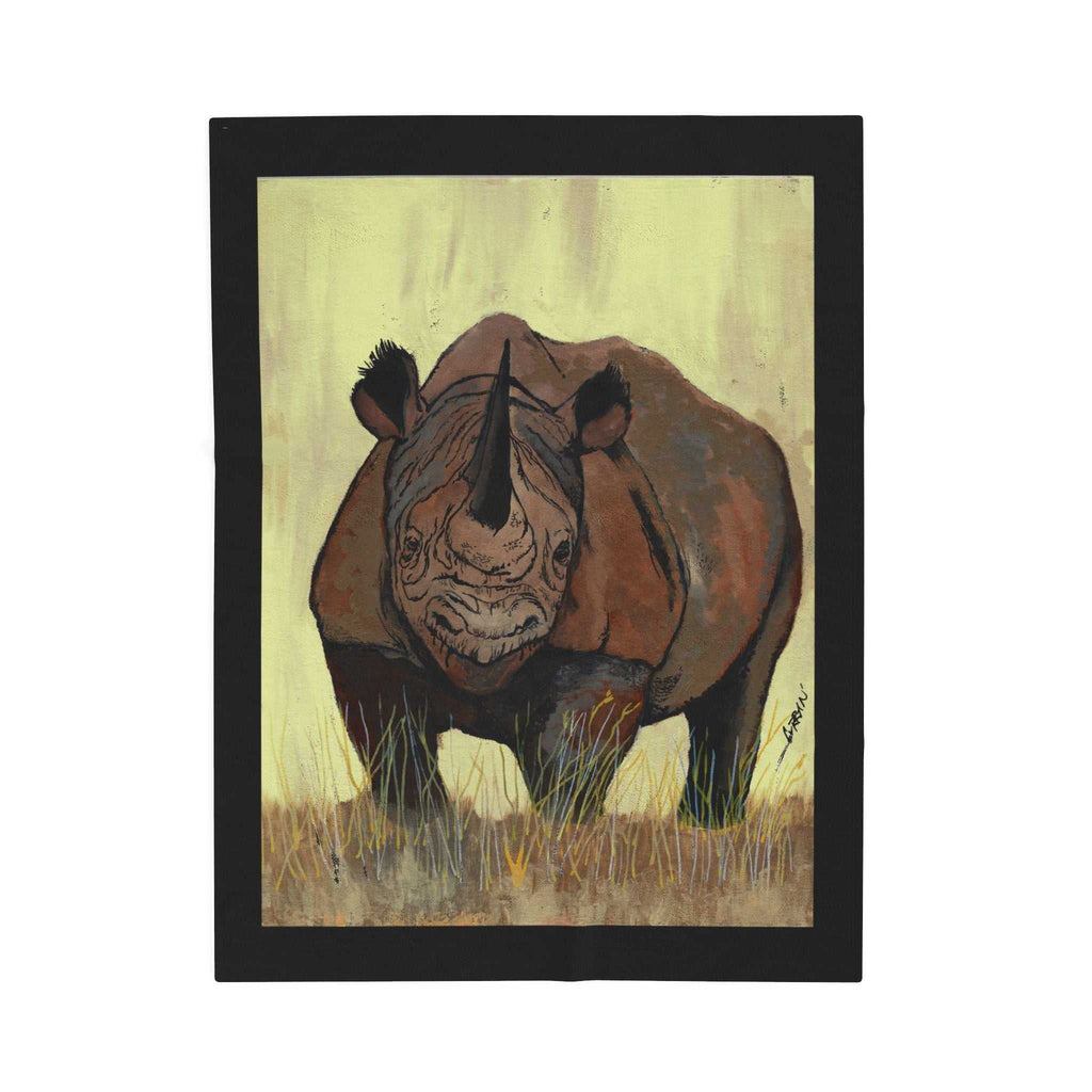 Wildlife Inspired Velveteen Plush Blanket featuring Rhino