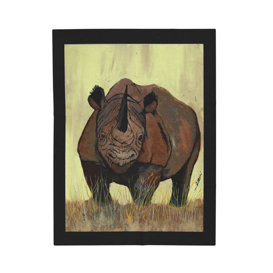 Wildlife Inspired Velveteen Plush Blanket featuring Rhino