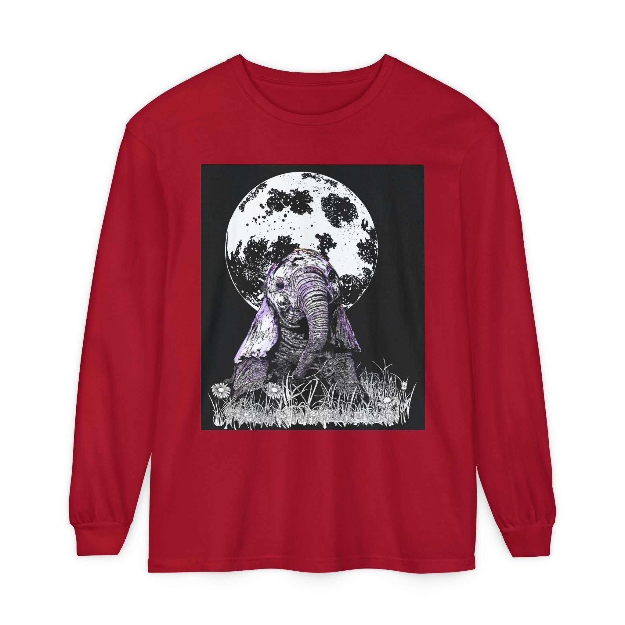 Moonlit Baby Elephant Long Sleeve T-Shirt