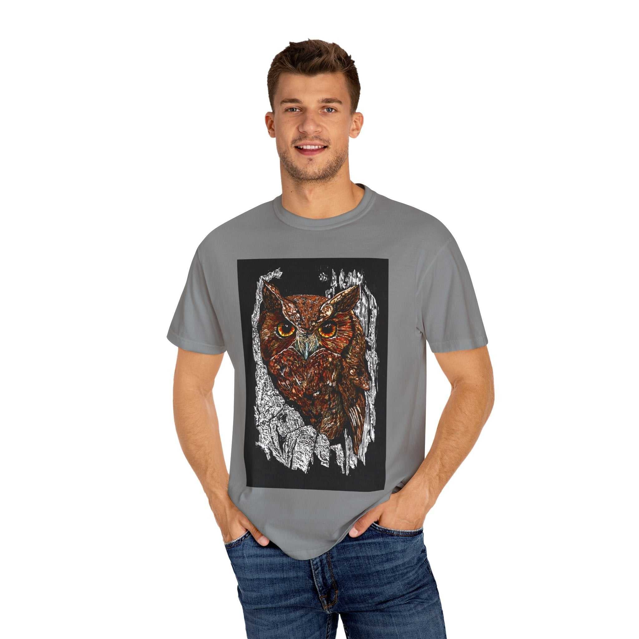 Artistic Owl Unisex Garment-Dyed T-Shirt
