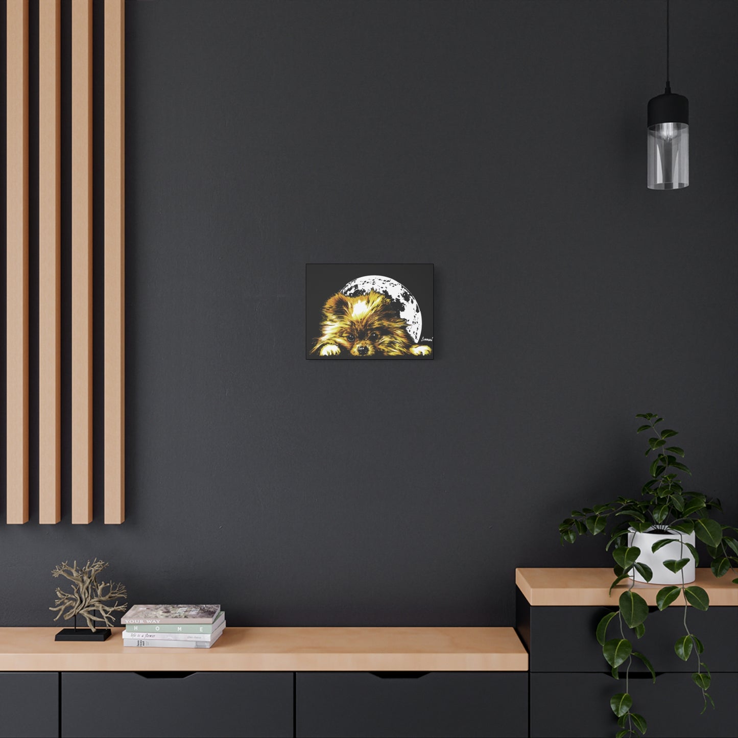 Pomeranian Moon Canvas Art Print- Dog Lover's Decor, 1.25" Stretched Print