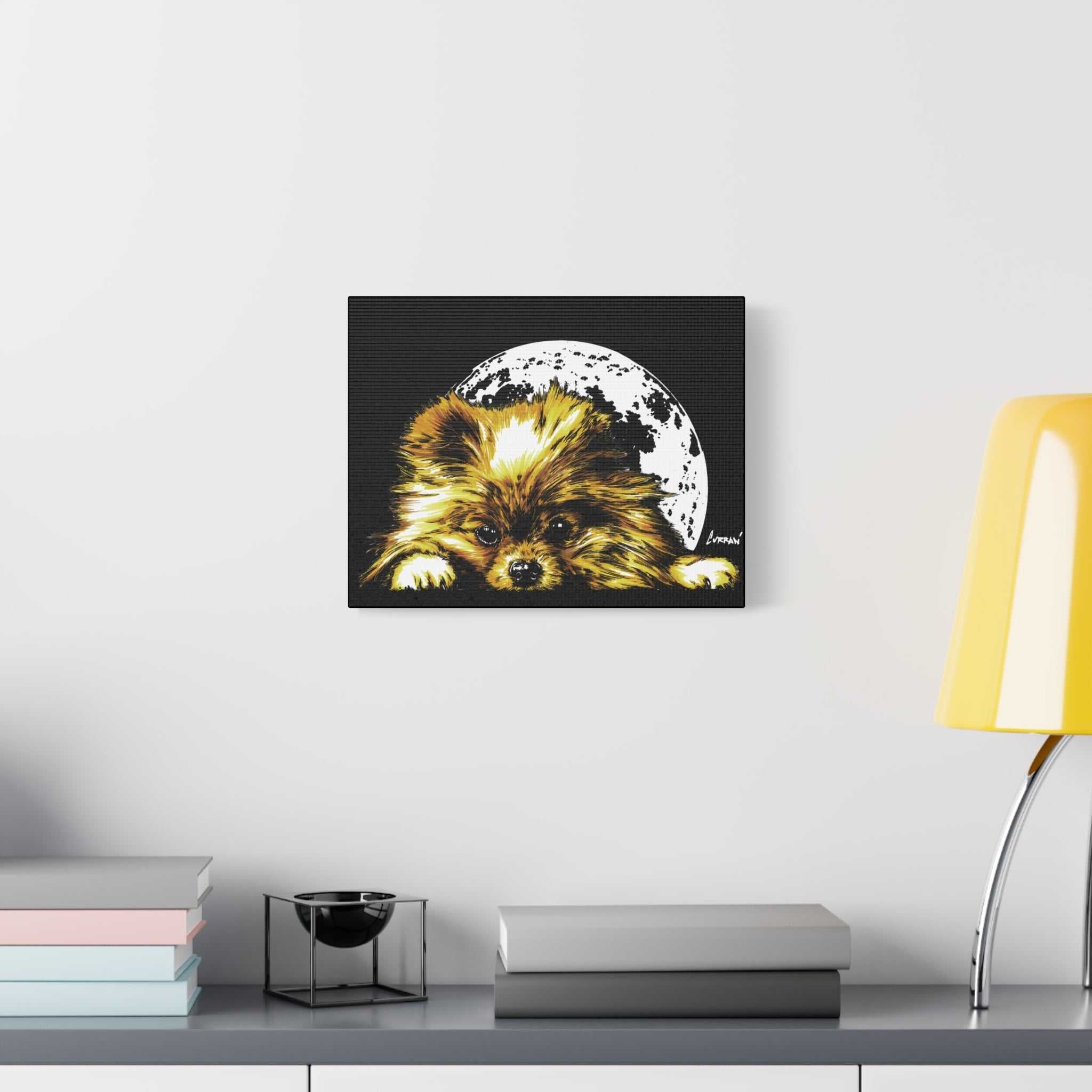 Pomeranian Moon Canvas Art Print- Dog Lover's Decor,