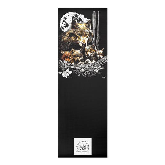 Wolf and Cubs Yoga Mat, Wolf and Cubs Wall Art, Eco-Friendly Exercise Mat, Gift for Yoga Enthusiasts, Meditation Pad, Great Birthday Gift