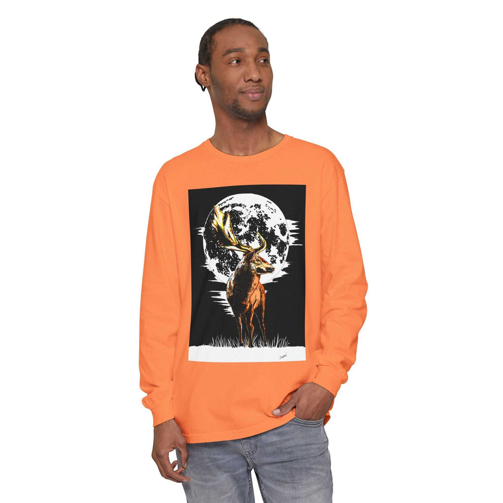 Moonlit Stag Long Sleeve T-Shirt - Unisex Nature Apparel