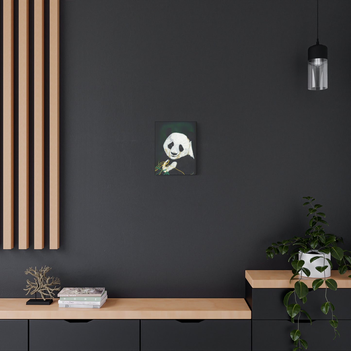 Panda Wall Art, Panda Print, Wildlife Art, Hand-Painted Panda, Nature Wall Decor, Bamboo Forest Art, Animal Lover Gift, Zen Decor. Printed on Matte Canvas, Stretched, 1.25"