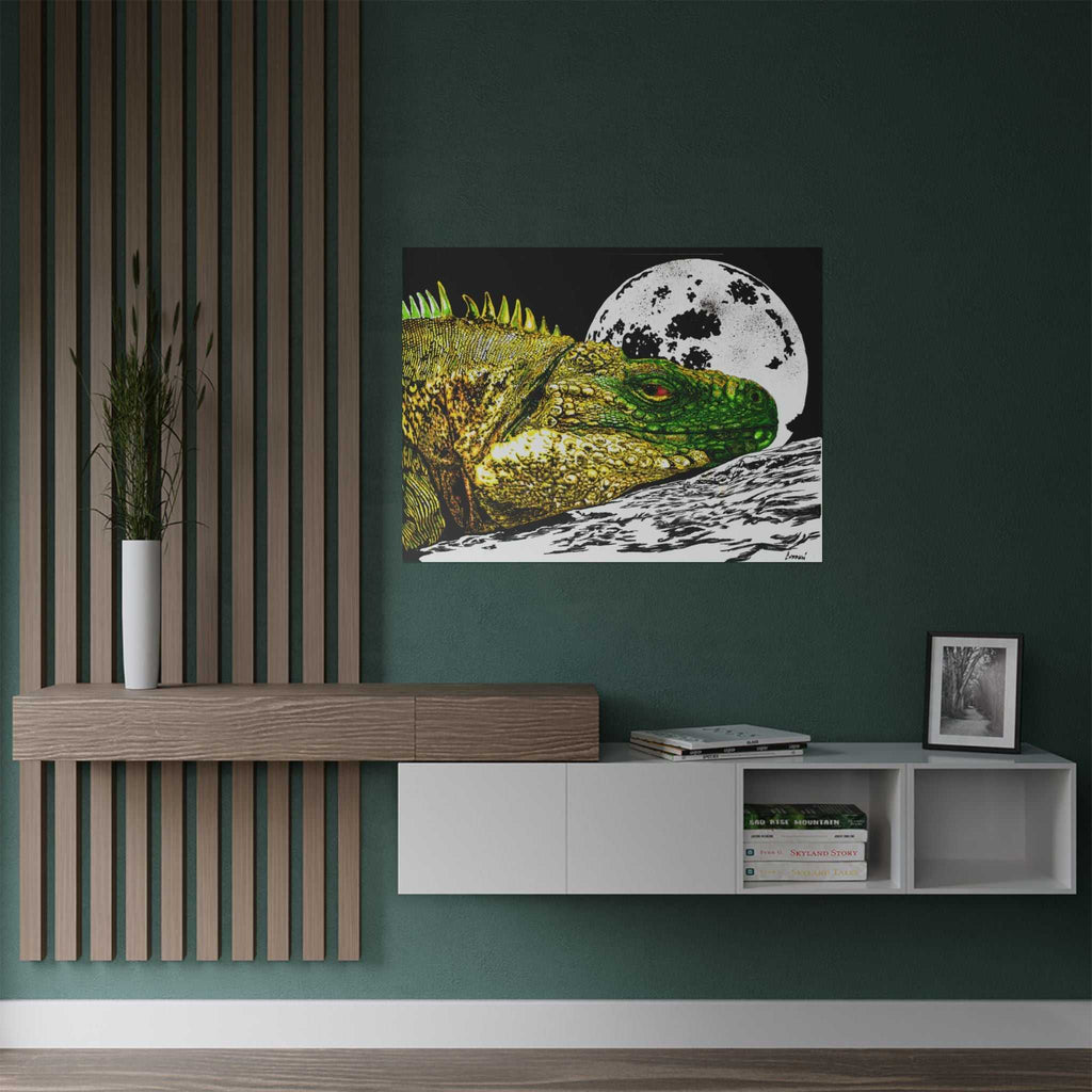 Transform your walls with our Vibrant Iguana Satin Poster - Moonlit Art Print for Nature Lovers. Bring nature's beauty indoors!